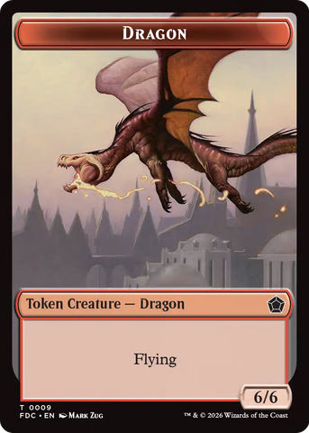 Dragon (0009) // Treasure Double-Sided Token [Foundations Commander Tokens]