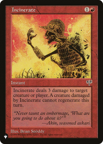 Incinerate [The List Reprints]