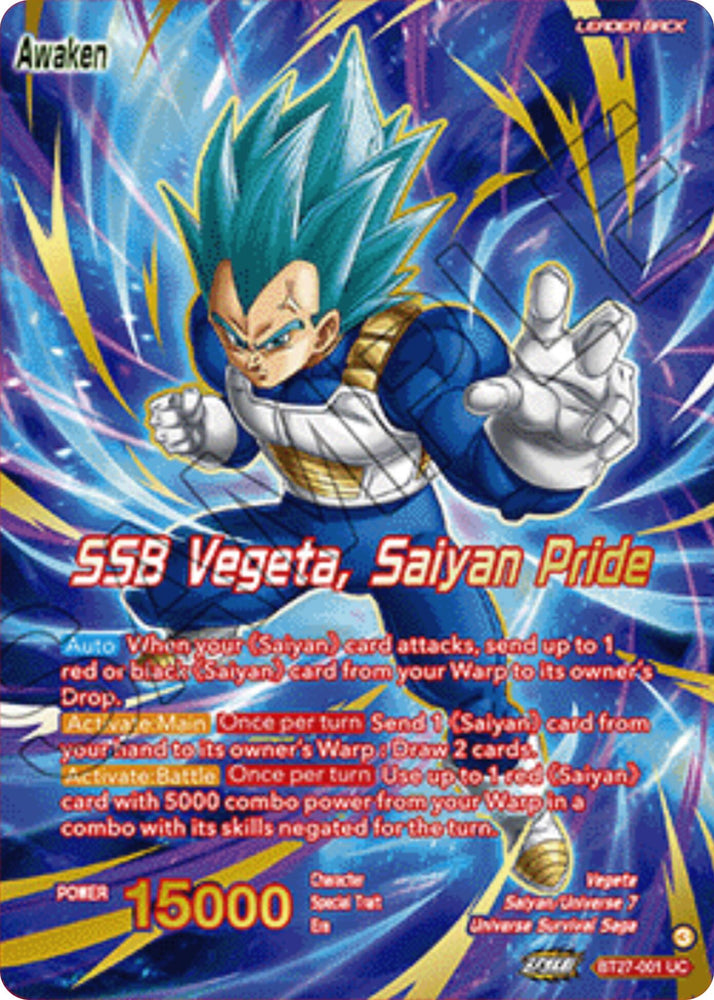 Vegeta // SSB Vegeta, Saiyan Pride (Championship 2025 Finals Alternate Art Leader Card) (BT27-001) [Tournament Promotion Cards]
