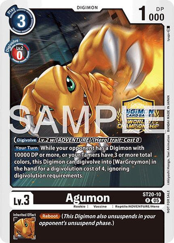 Agumon [ST20-10] (World Championship 26–27 Regionals Season 1) [Starter Deck: Protector of Light]