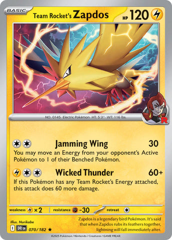Team Rocket's Zapdos (070/182) (Deck Exclusive) [Scarlet & Violet: Destined Rivals]