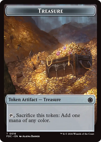 Dragon (0007) // Treasure Double-Sided Token [Foundations Commander Tokens]