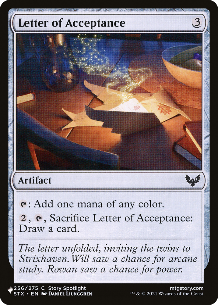 Letter of Acceptance [The List Reprints]