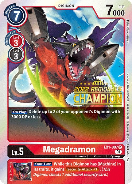 Megadramon [EX1-007] (2022 Championship Online Regional) (Online Champion) [Classic Collection Promos]